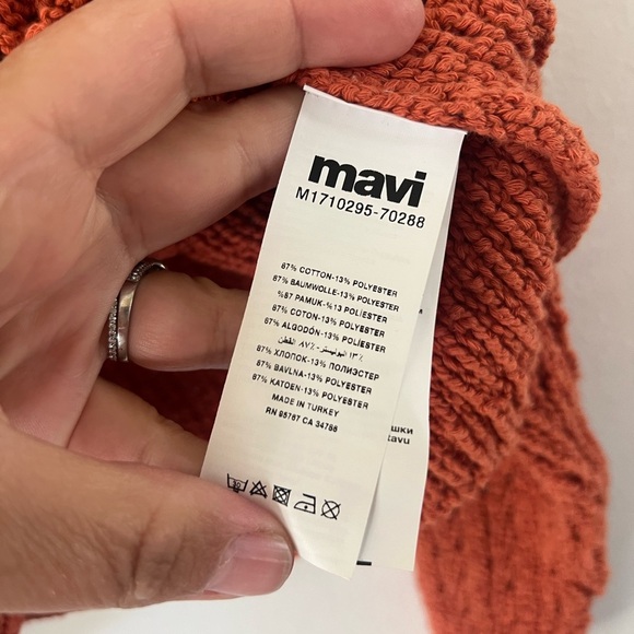 Mavi Orange Crochet Collared Knit Long Sleeve Button Front Cardigan Size Small - Picture 8 of 9